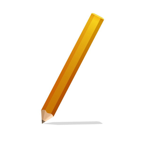 木制现实黄色铅笔与橡胶橡皮擦。铅笔在白色背景上尖利。矢量图图片下载