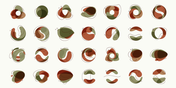 波西米亚标志集抽象重叠绿色和图片下载