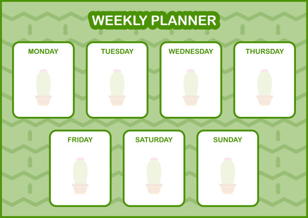每日和每周计划与仙人掌图片下载