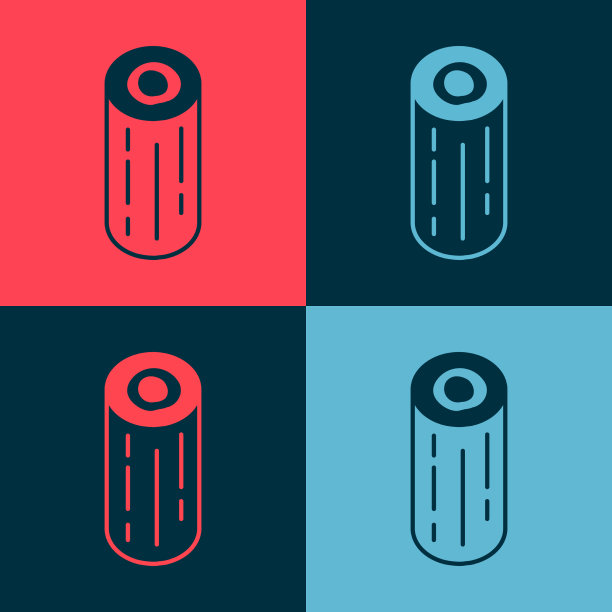 波普艺术木原木图标孤立的颜色图片下载