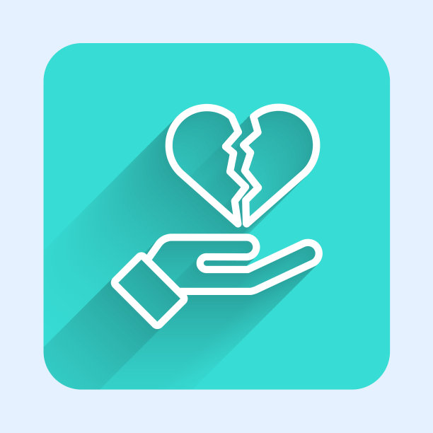 白线破碎的心或离婚图标孤立图片下载