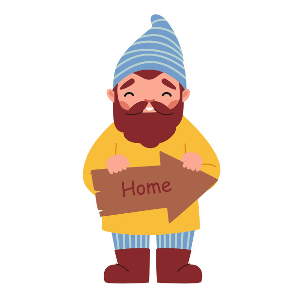 有趣的花园侏儒拿着方向箭头板图片下载