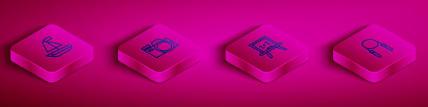 设置等距线玩具船摄影相机图片下载