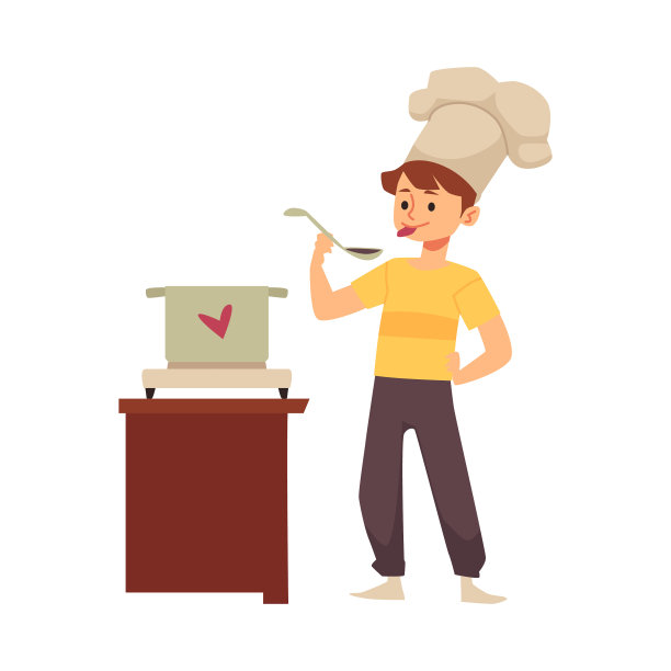 厨师长用平底勺品尝食物图片下载