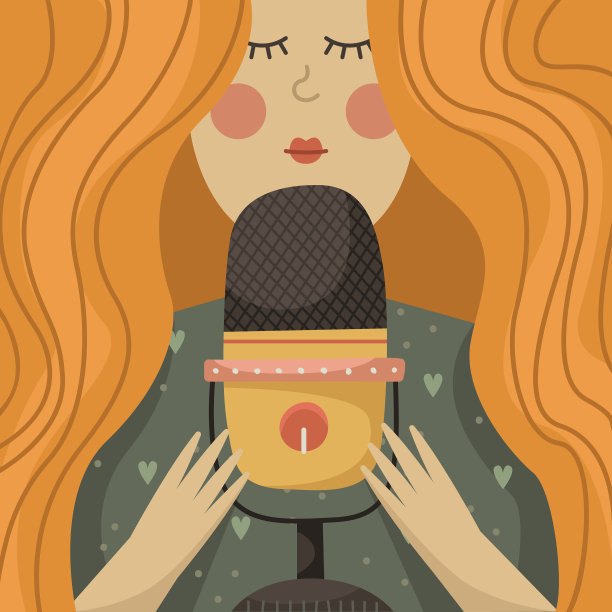 一个女孩录制播客，博客，一个现代图片下载