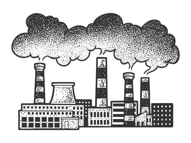 烟雾笼罩工厂示意图图片下载