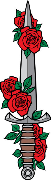 玫瑰颜色的复古刀图片下载