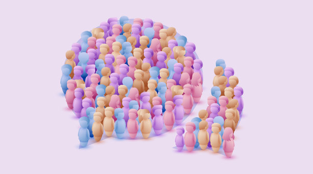 大群人在聊天泡泡形状。图片下载