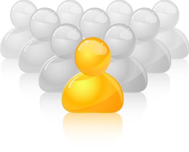 黄色独特的人图标走出灰色人群图片下载