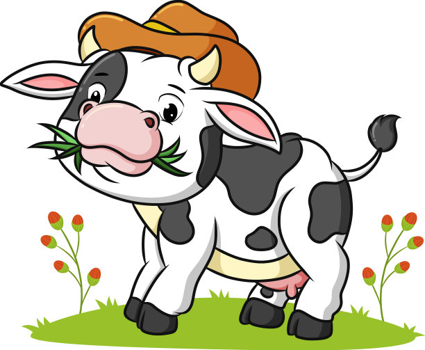 大奶牛正在吃新鲜的草图片下载