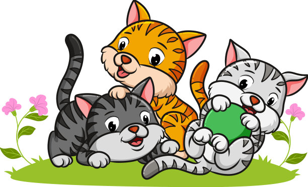 三只小猫在一起玩图片下载