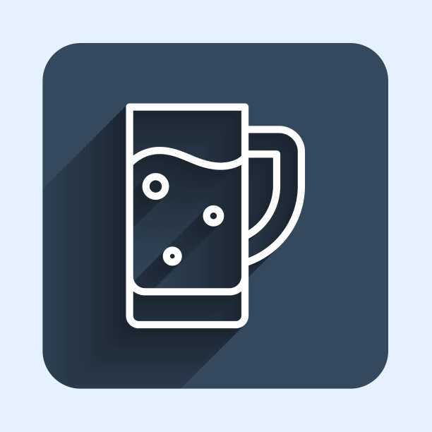 白线玻璃啤酒图标孤立与长图片下载