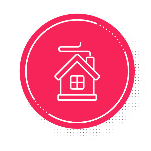 白线圣诞快乐的房子图标孤立上图片下载