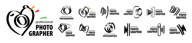 一套标志为摄影师在一个图片下载