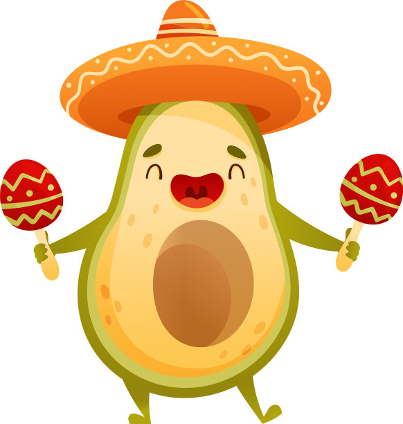 可爱有趣的牛油果在帽摇动沙球图片下载