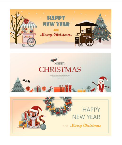 一套扁平的横幅大圣诞销售图片下载