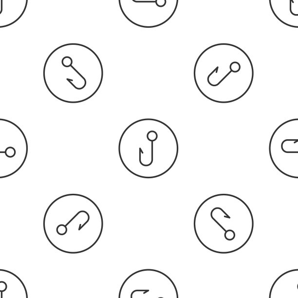 灰色线鱼钩图标隔离无缝图片下载