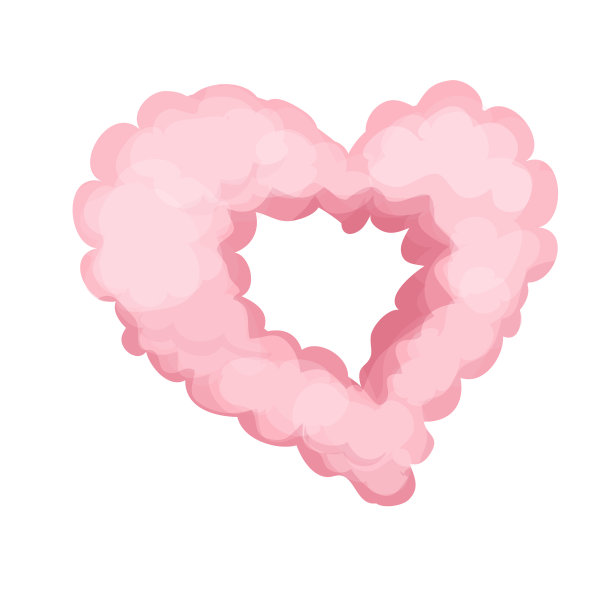粉红心云蓬松的魔法卡通风格图片下载