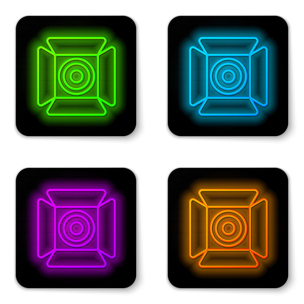 发光的霓虹灯线电影聚光灯图标孤立上图片下载