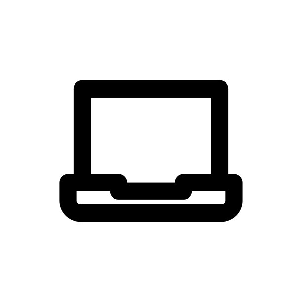 简单的笔记本电脑图标，矢量轮廓图标的白色背景。图片下载