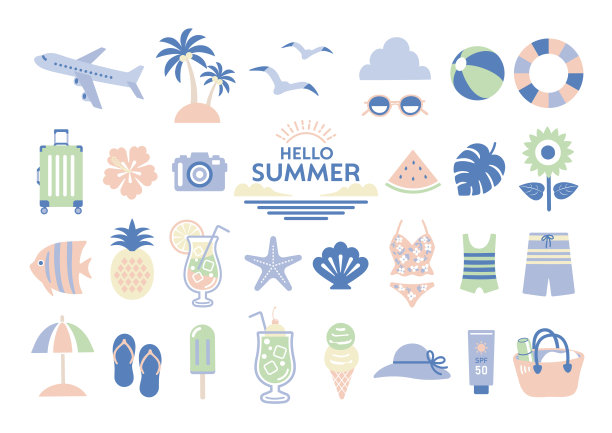 暑假icon插画图片下载