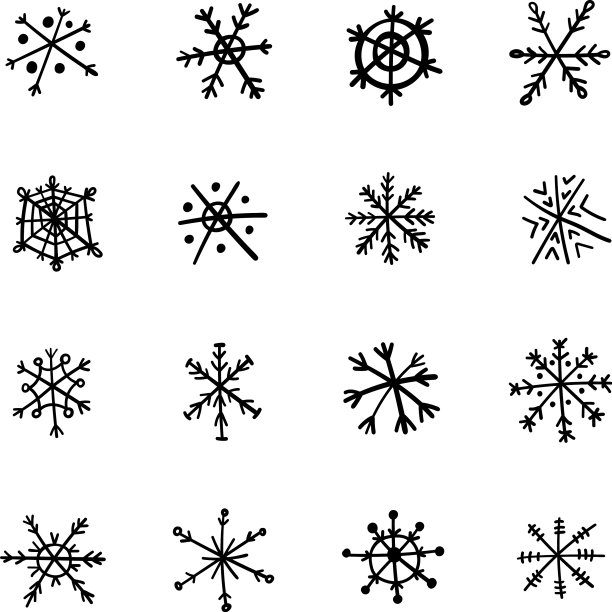 雪花冬季套黑色孤立图标图片下载