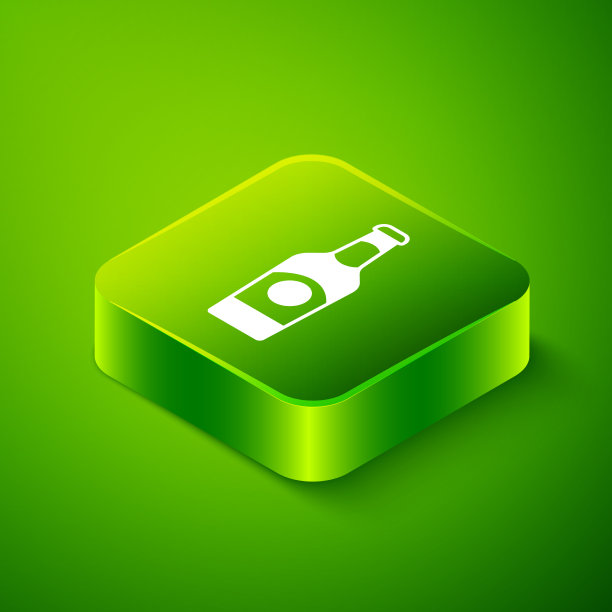 等距啤酒瓶图标孤立在绿色图片下载