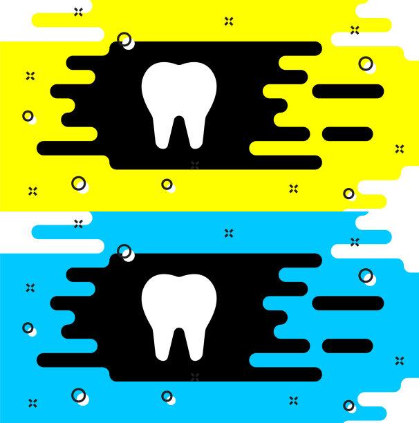 白色牙齿图标孤立在黑色背景图片下载