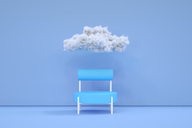 扶手椅与云头脑风暴概念图片下载