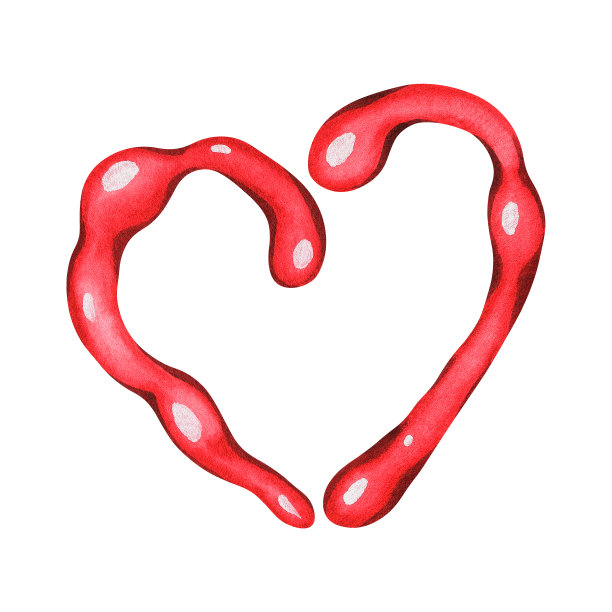 果酱呈心形。水彩插图。孤立在白色背景上。图片下载