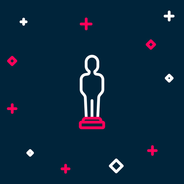 线电影奖杯图标孤立的蓝色背景图片下载