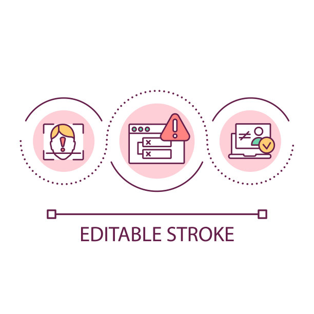 生物特征认证失败循环概念图标图片下载