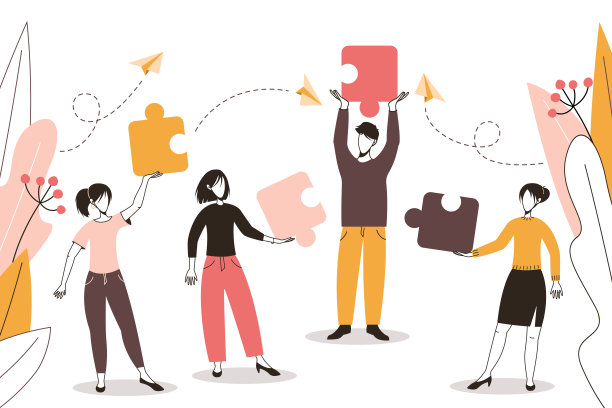 象征团队合作，合作，伙伴关系矢量插图在平面风格。图片下载