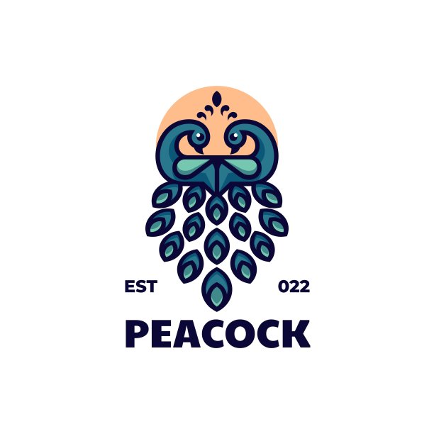 矢量插图孔雀简单的吉祥物风格。图片下载