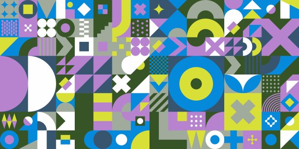 无缝抽象向量包豪斯瑞士几何图案设计背景图片下载