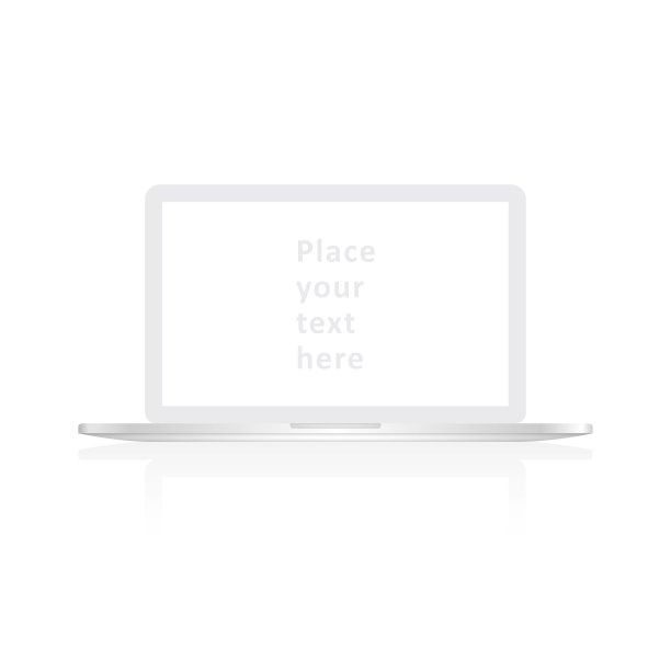 白色矢量粘土渲染笔记本电脑模型在白色背景上与现实的阴影隔离。纸材料模板。矢量插图。图片下载