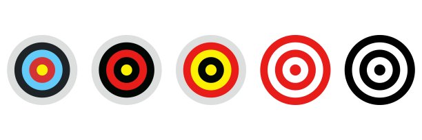 射箭目标设置在不同的风格在白色背景。目标图标。矢量插图。图片下载