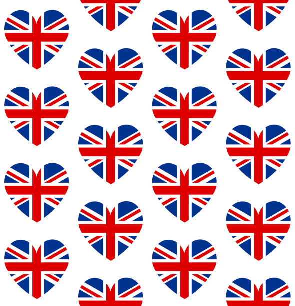 矢量无缝模式的平心形大不列颠旗图片下载