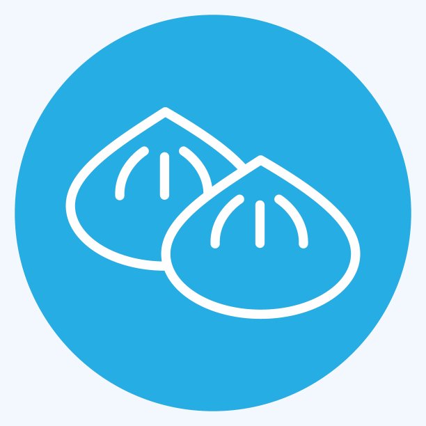 图标饺子。适合面包店的标志。蓝眼睛的风格。简单的设计可编辑。设计模板向量。简单的说明图片下载