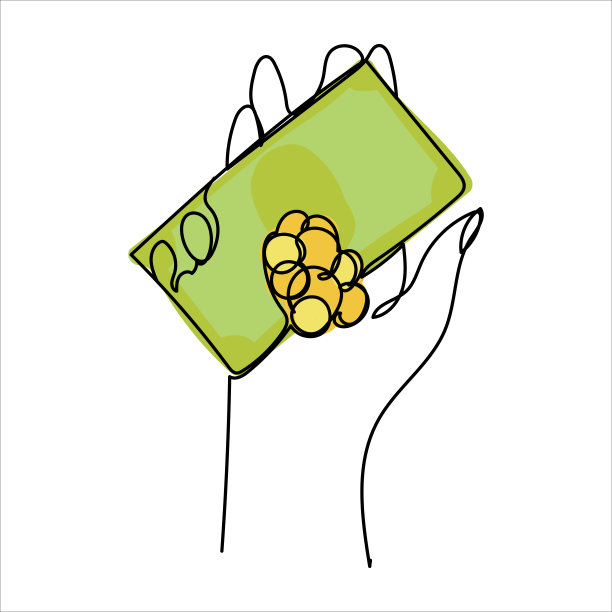 连续线图标慈善捐赠帮助手给予施舍。以现金支付，购买或购买货物。矢量插图孤立在白色背景上图片下载