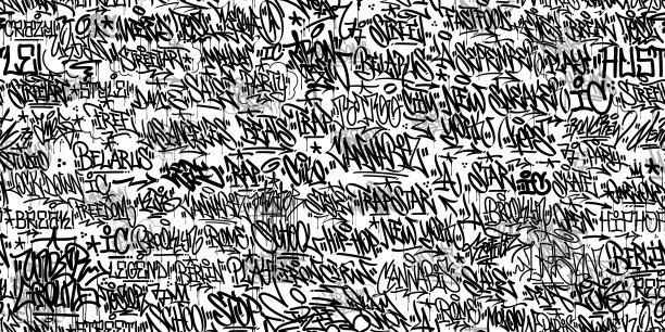 无缝抽象嘻哈街头艺术涂鸦风格城市书法矢量插图背景图片下载