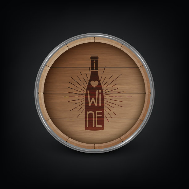向量3d逼真的木桶盖储存酒精饮料印刷报价关于葡萄酒。棕色啤酒，葡萄酒木桶。高详细的木材矢量桶的葡萄酒图片下载