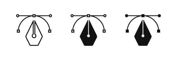 钢笔工具光标矢量图标集。Ð的网站和应用程序的工具符号图片下载