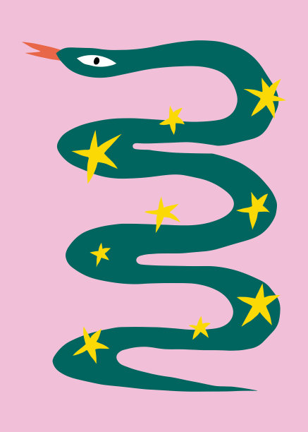 幼稚的风格蛇波西米亚天真funky手绘图片下载