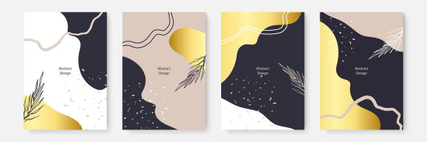 花卉背景金色装饰集抽象图片下载