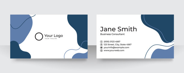 彩色花卉名片与叶子线图片下载