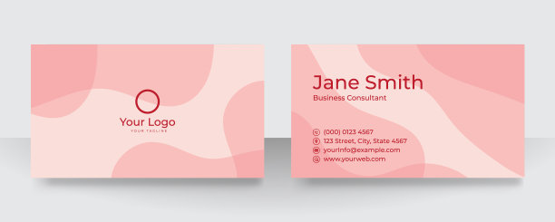 彩色花卉名片与叶子线图片下载