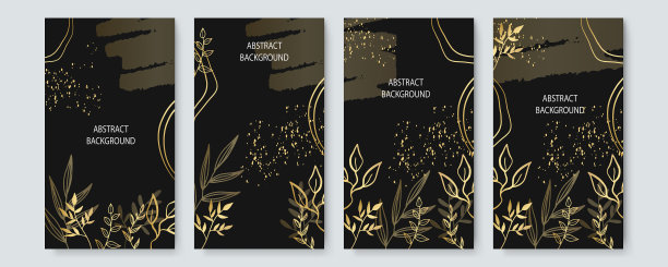 社交媒体模板与金色和黑色的花朵图片下载