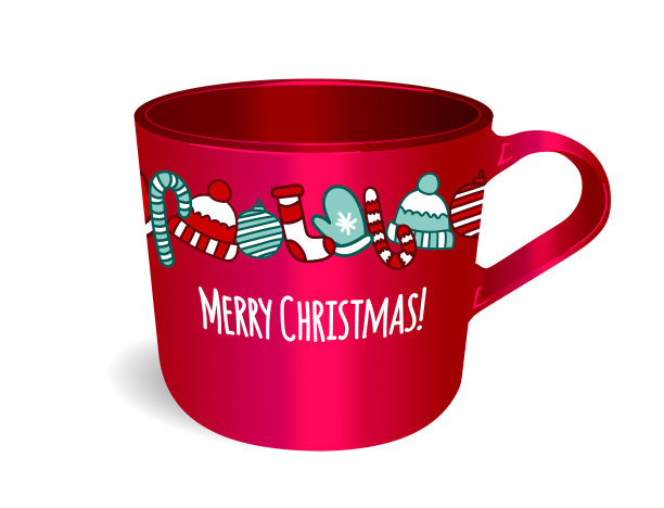 马克杯与圣诞节设计模板布局是图片下载