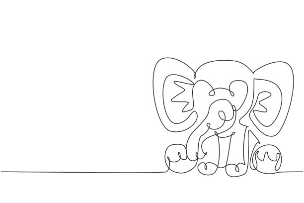 单线画大象毛绒娃娃图片下载